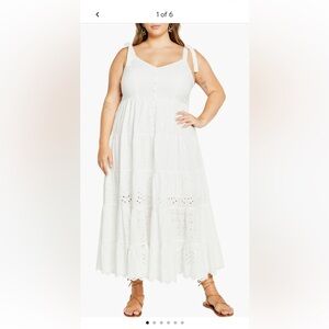 City Chic White Eyelet Maxi Dress